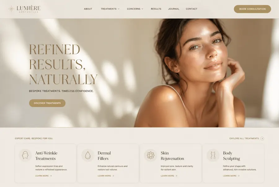 Site de clínica de estética