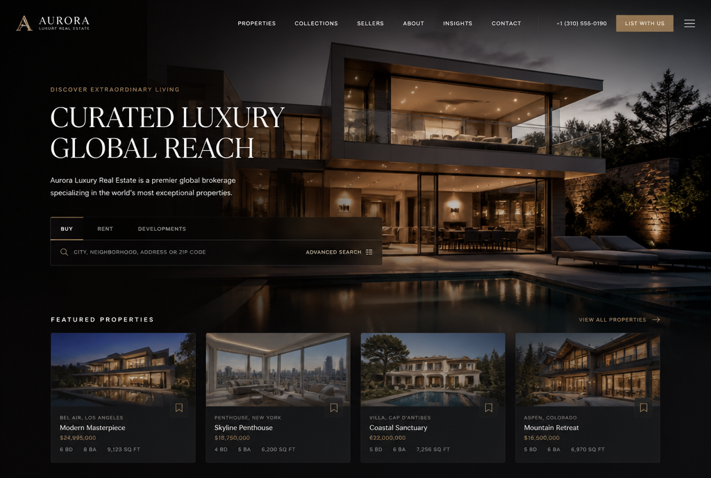 Site de imobiliária premium — modelo Klaus